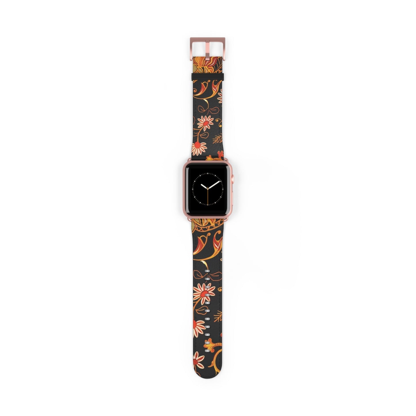 Floral Paisley Watch Band — Vintage Orange & Black Apple Watch Strap - DIGITAL X