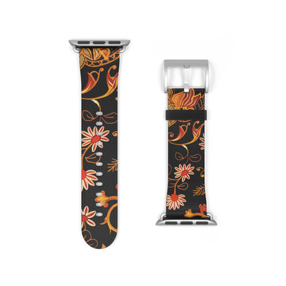 Floral Paisley Watch Band — Vintage Orange & Black Apple Watch Strap - DIGITAL X