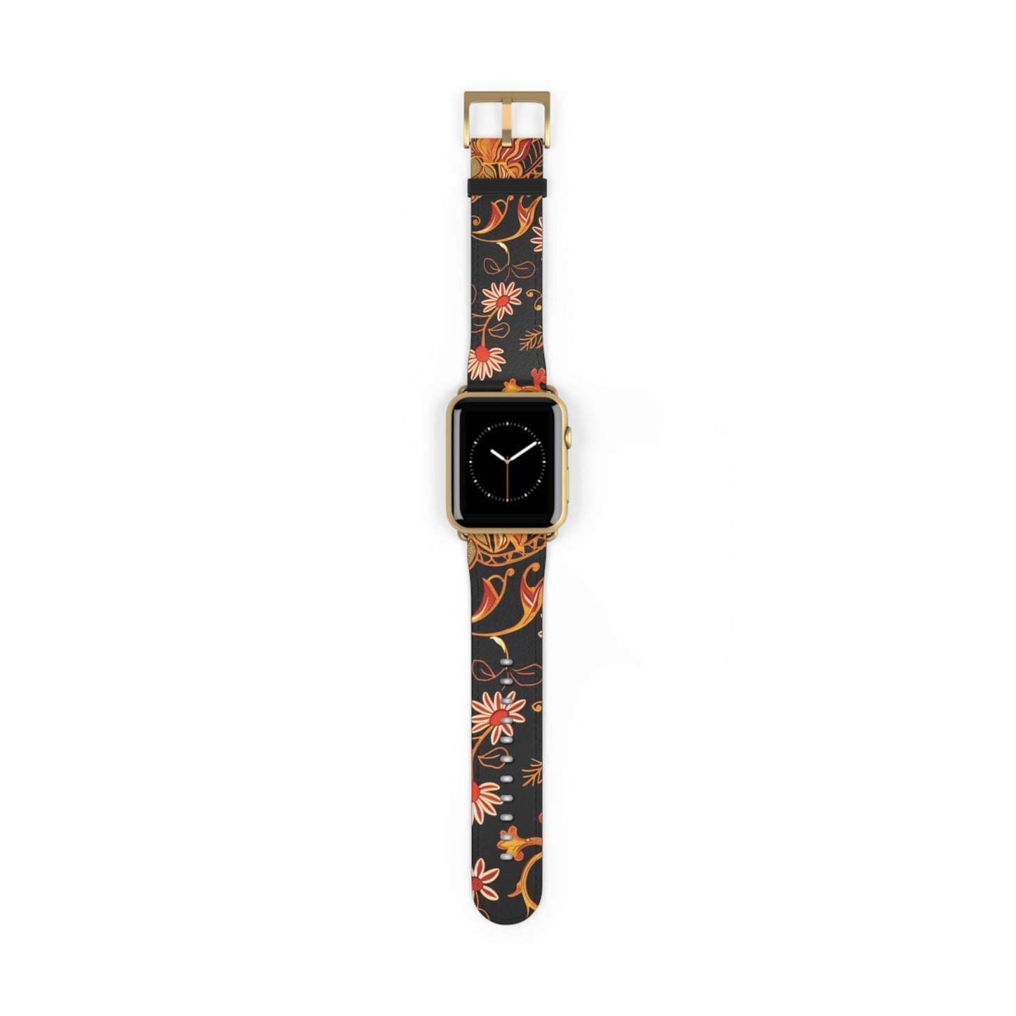 Floral Paisley Watch Band — Vintage Orange & Black Apple Watch Strap - DIGITAL X