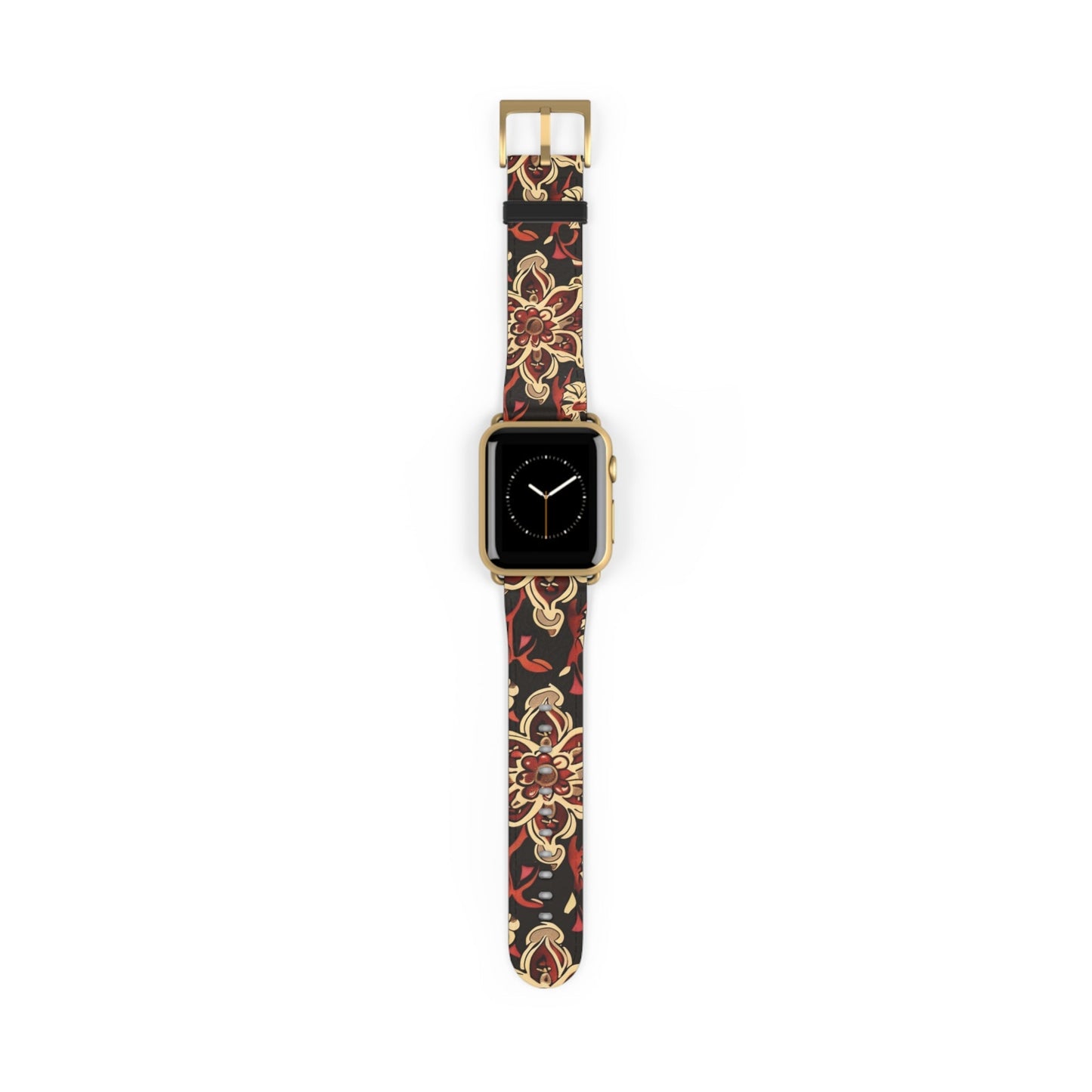Floral Paisley Watch Band — Vintage Red & Gold Pattern Apple Watch Strap - DIGITAL X