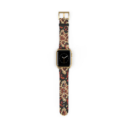 Floral Paisley Watch Band — Vintage Red & Gold Pattern Apple Watch Strap - DIGITAL X