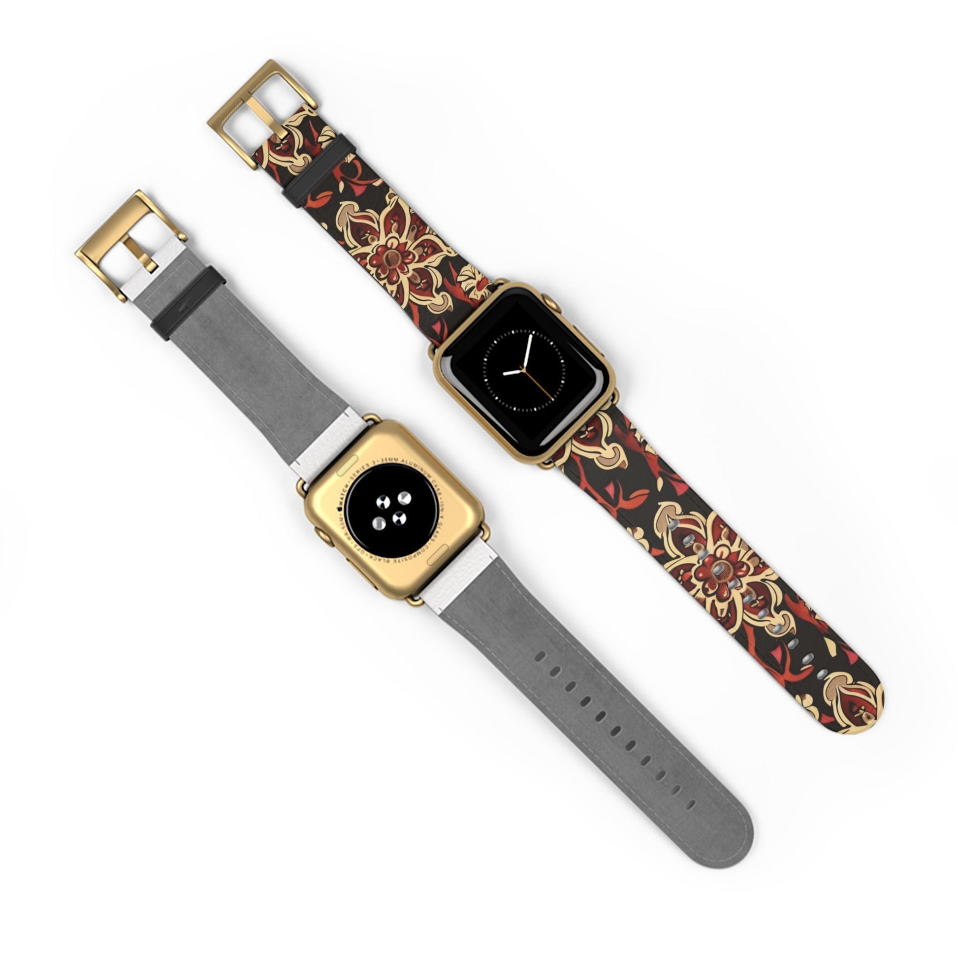 Floral Paisley Watch Band — Vintage Red & Gold Pattern Apple Watch Strap - DIGITAL X