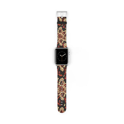 Floral Paisley Watch Band — Vintage Red & Gold Pattern Apple Watch Strap - DIGITAL X