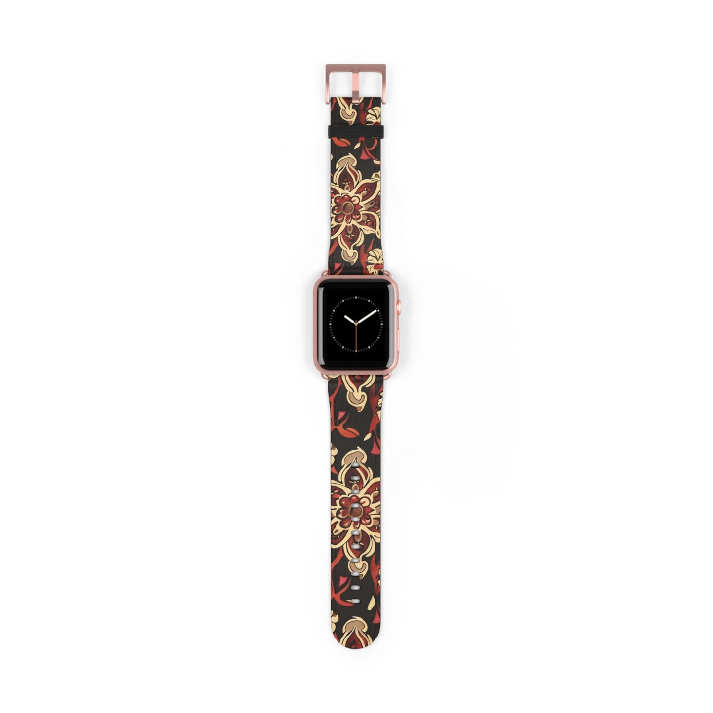 Floral Paisley Watch Band — Vintage Red & Gold Pattern Apple Watch Strap - DIGITAL X