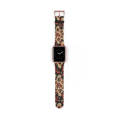 Floral Paisley Watch Band — Vintage Red & Gold Pattern Apple Watch Strap - DIGITAL X