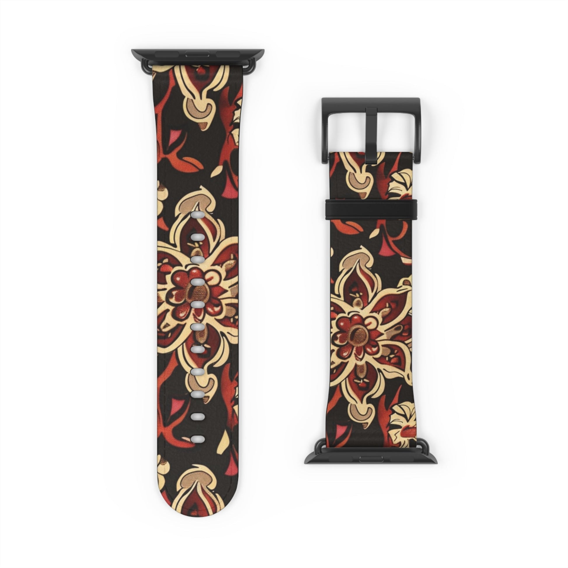 Floral Paisley Watch Band — Vintage Red & Gold Pattern Apple Watch Strap - DIGITAL X
