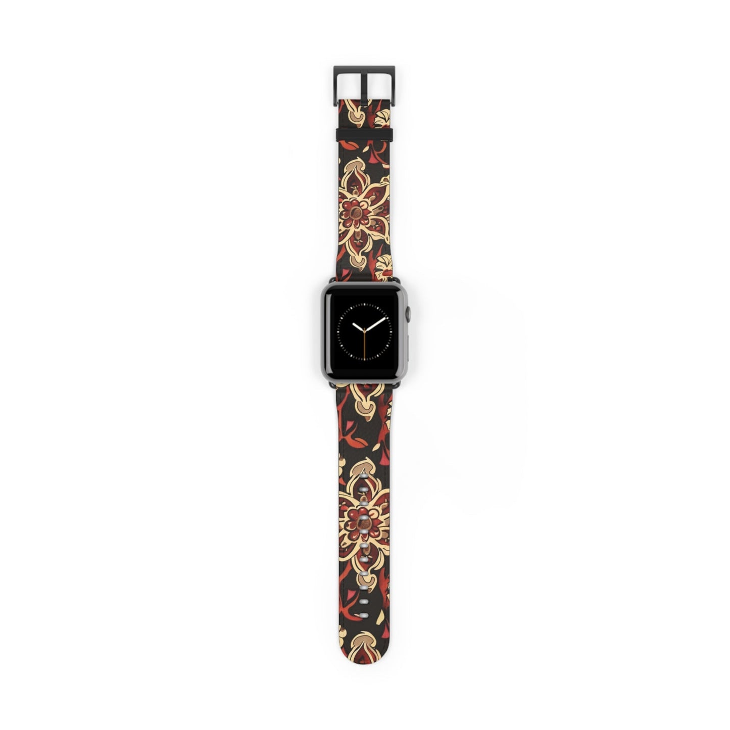 Floral Paisley Watch Band — Vintage Red & Gold Pattern Apple Watch Strap - DIGITAL X