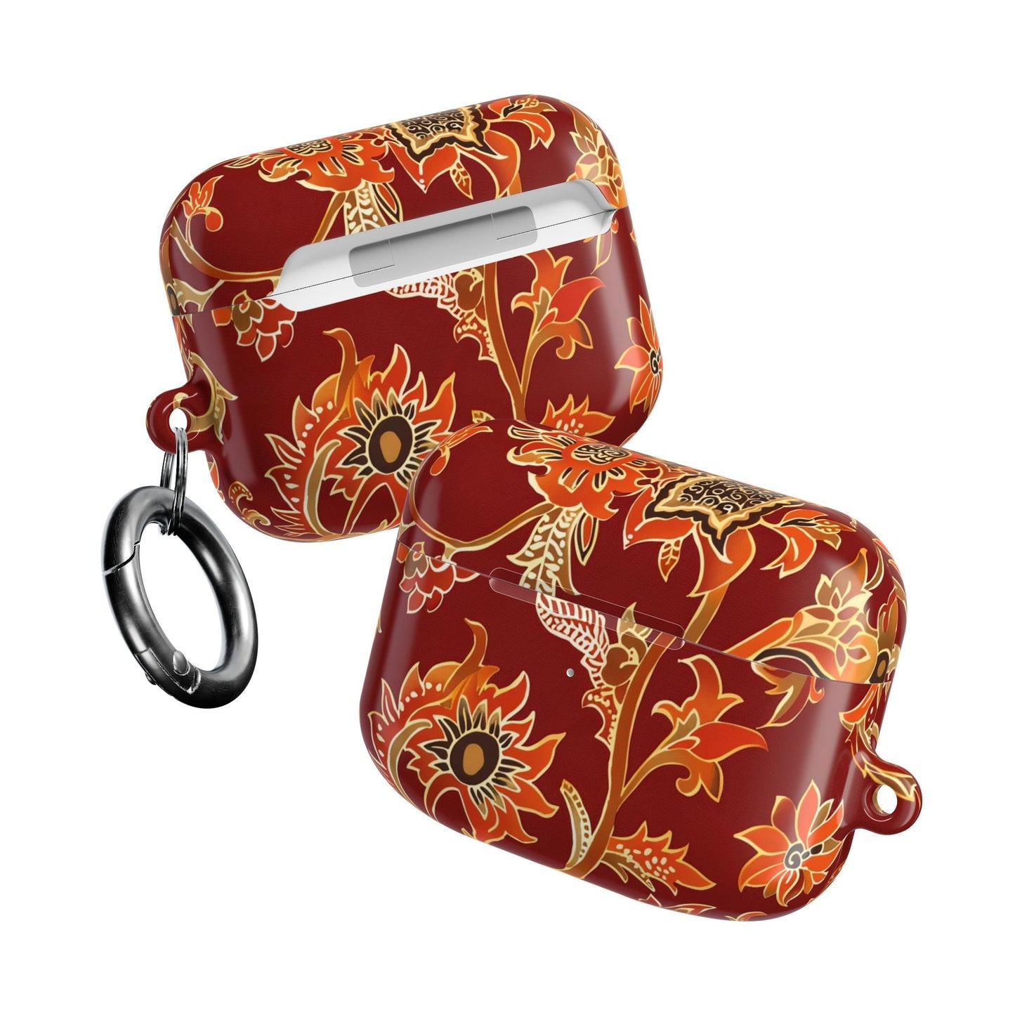 Floral Red AirPod Case — Vintage Boho Sunflower Protective Cover - DIGITAL X