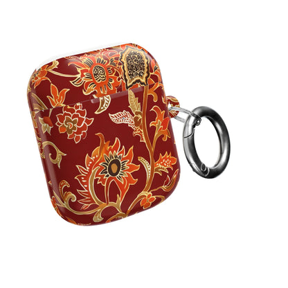 Floral Red AirPod Case — Vintage Boho Sunflower Protective Cover - DIGITAL X