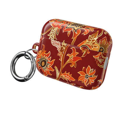 Floral Red AirPod Case — Vintage Boho Sunflower Protective Cover - DIGITAL X