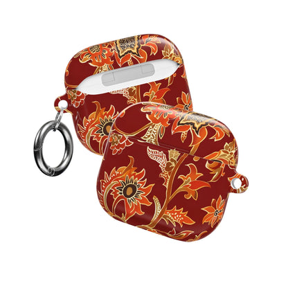 Floral Red AirPod Case — Vintage Boho Sunflower Protective Cover - DIGITAL X