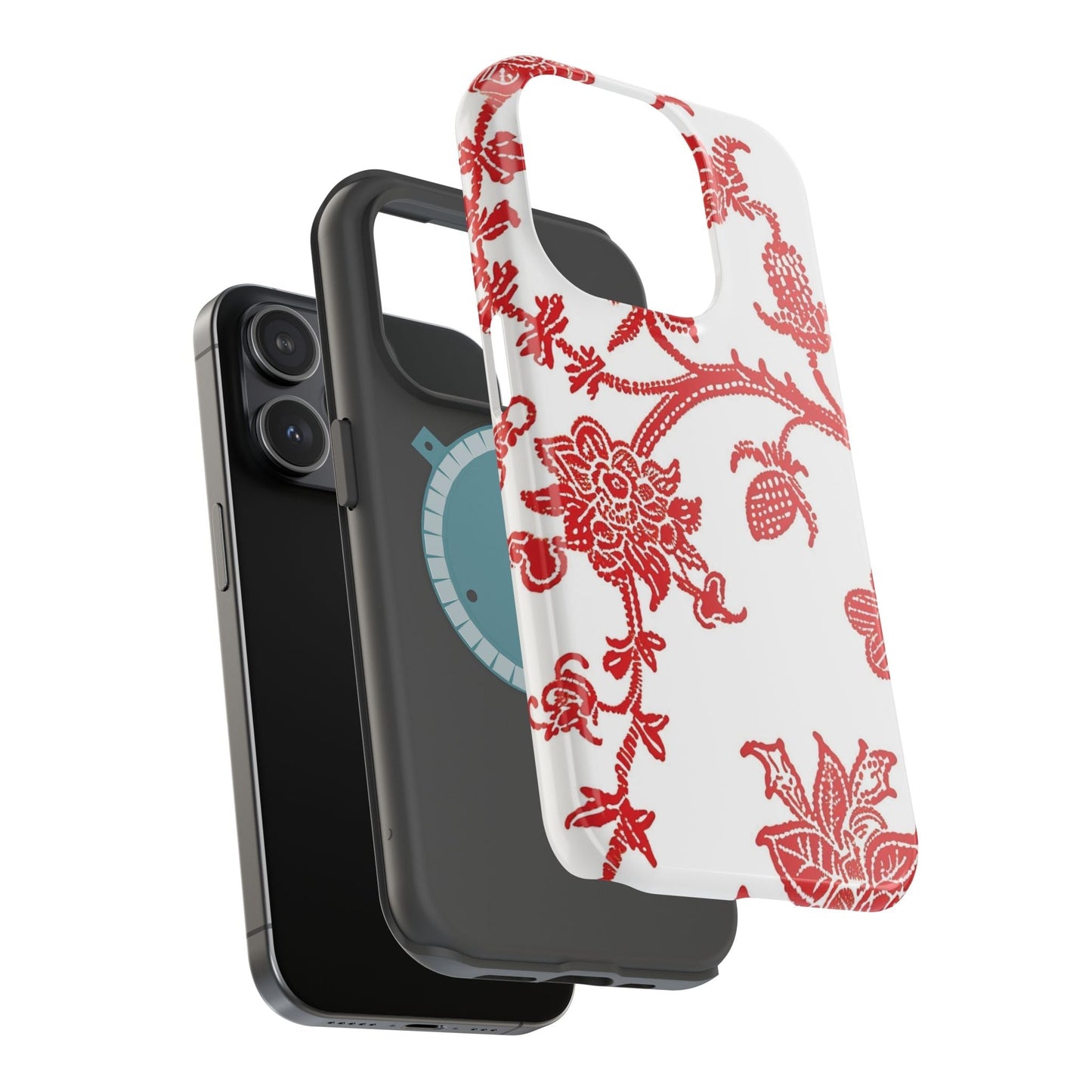 Floral Red Toile Magnetic Impact Phone Case - DIGITAL X