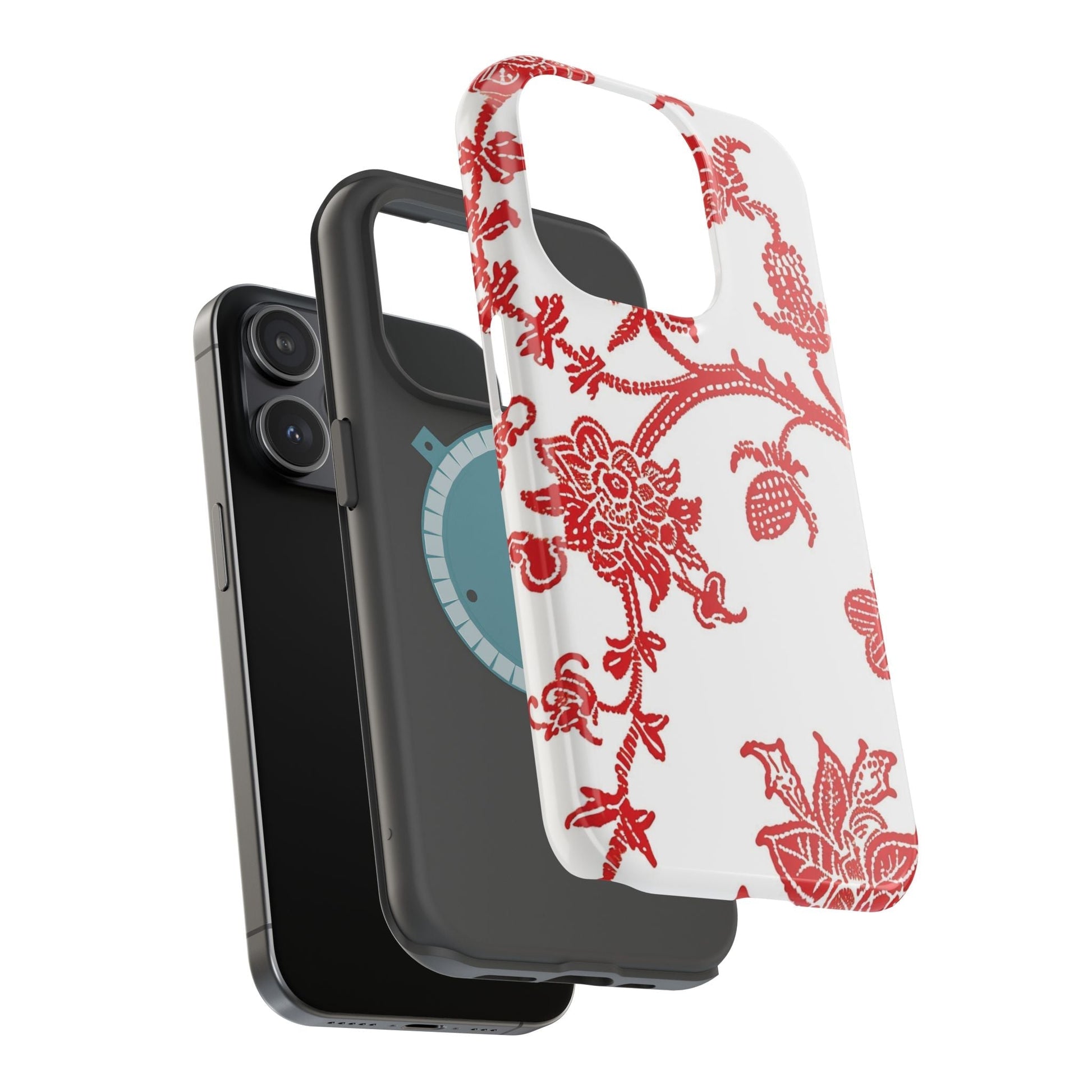 Floral Red Toile Magnetic Impact Phone Case - DIGITAL X