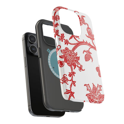 Floral Red Toile Magnetic Impact Phone Case - DIGITAL X