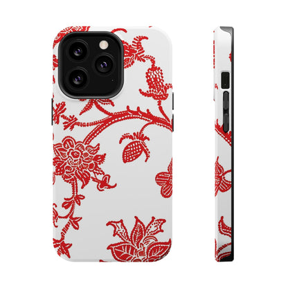 Floral Red Toile Magnetic Impact Phone Case - DIGITAL X