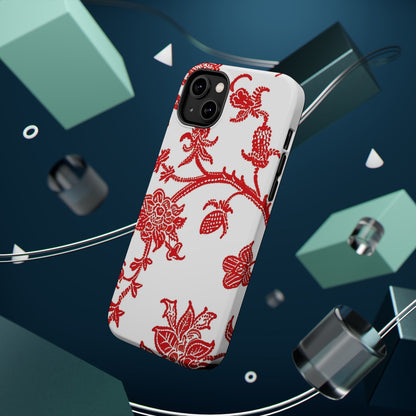 Floral Red Toile Magnetic Impact Phone Case - DIGITAL X