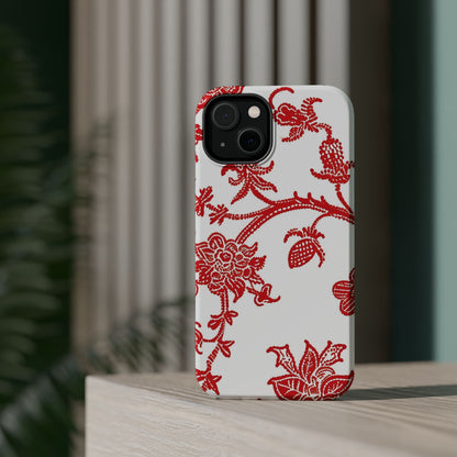 Floral Red Toile Magnetic Impact Phone Case - DIGITAL X