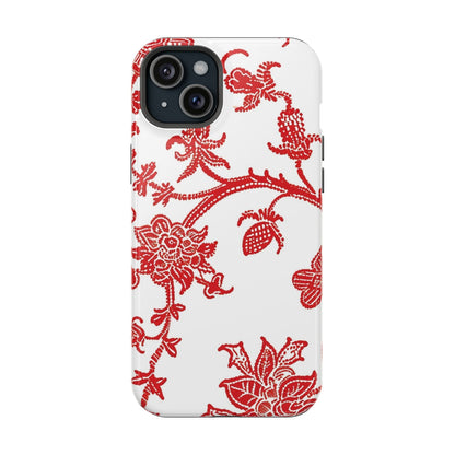 Floral Red Toile Magnetic Impact Phone Case - DIGITAL X