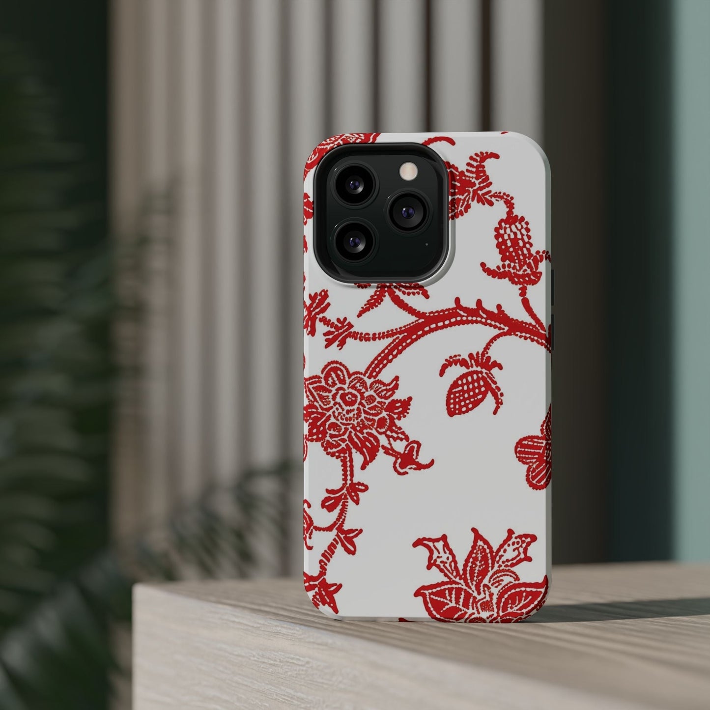Floral Red Toile Magnetic Impact Phone Case - DIGITAL X