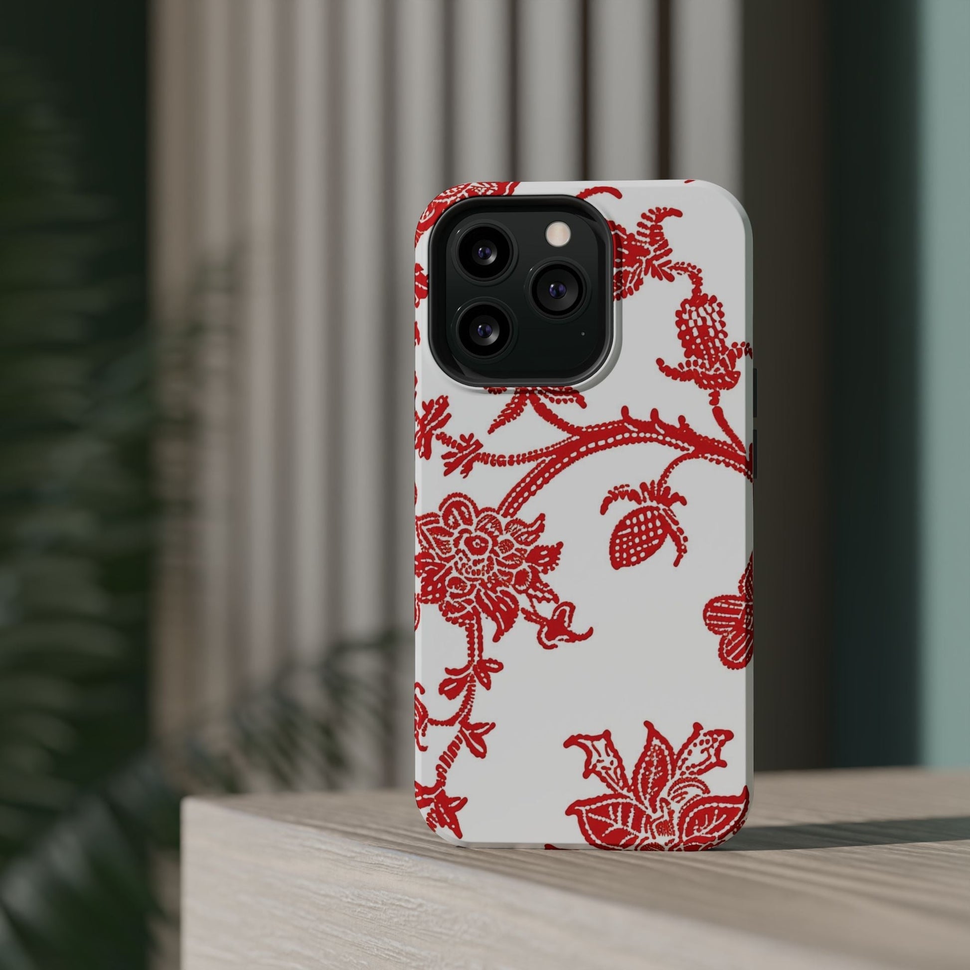 Floral Red Toile Magnetic Impact Phone Case - DIGITAL X
