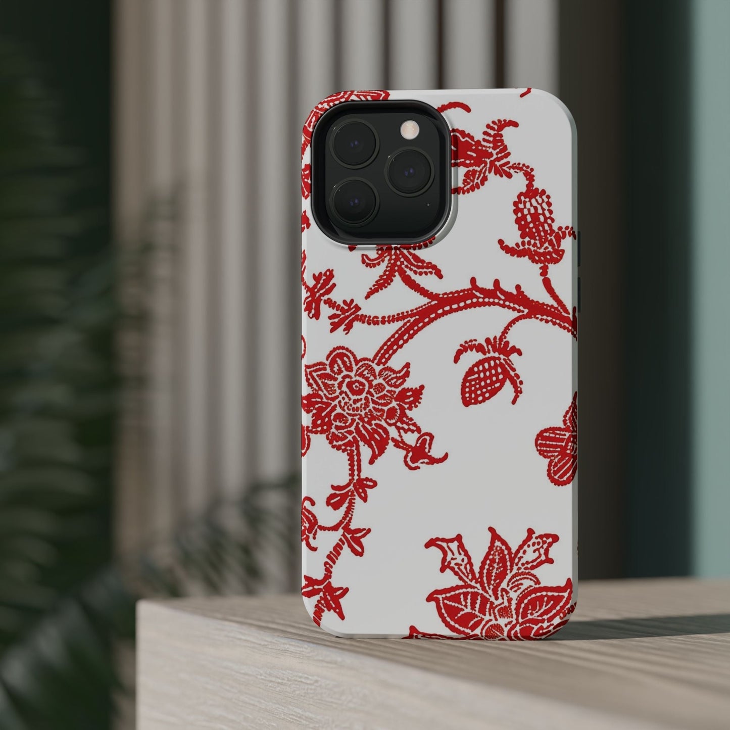 Floral Red Toile Magnetic Impact Phone Case - DIGITAL X