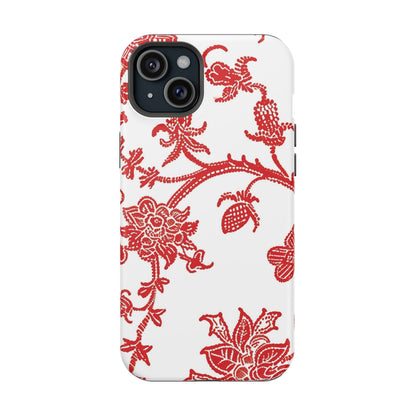 Floral Red Toile Magnetic Impact Phone Case - DIGITAL X