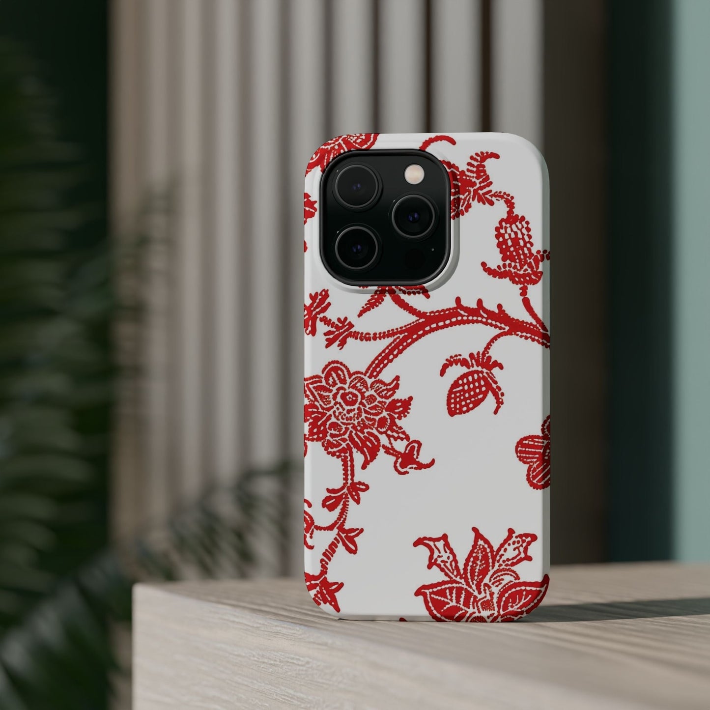 Floral Red Toile Magnetic Impact Phone Case - DIGITAL X
