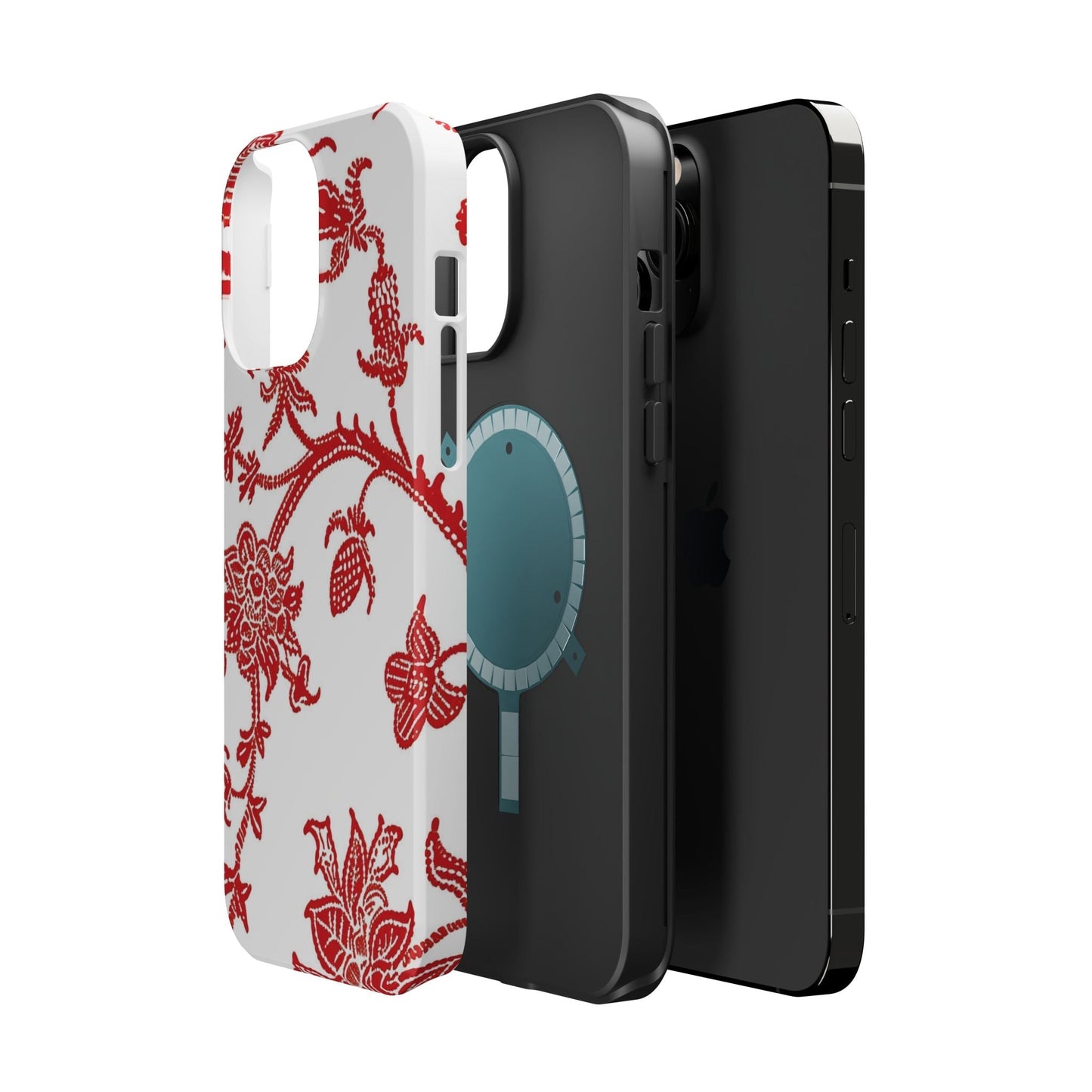 Floral Red Toile Magnetic Impact Phone Case - DIGITAL X