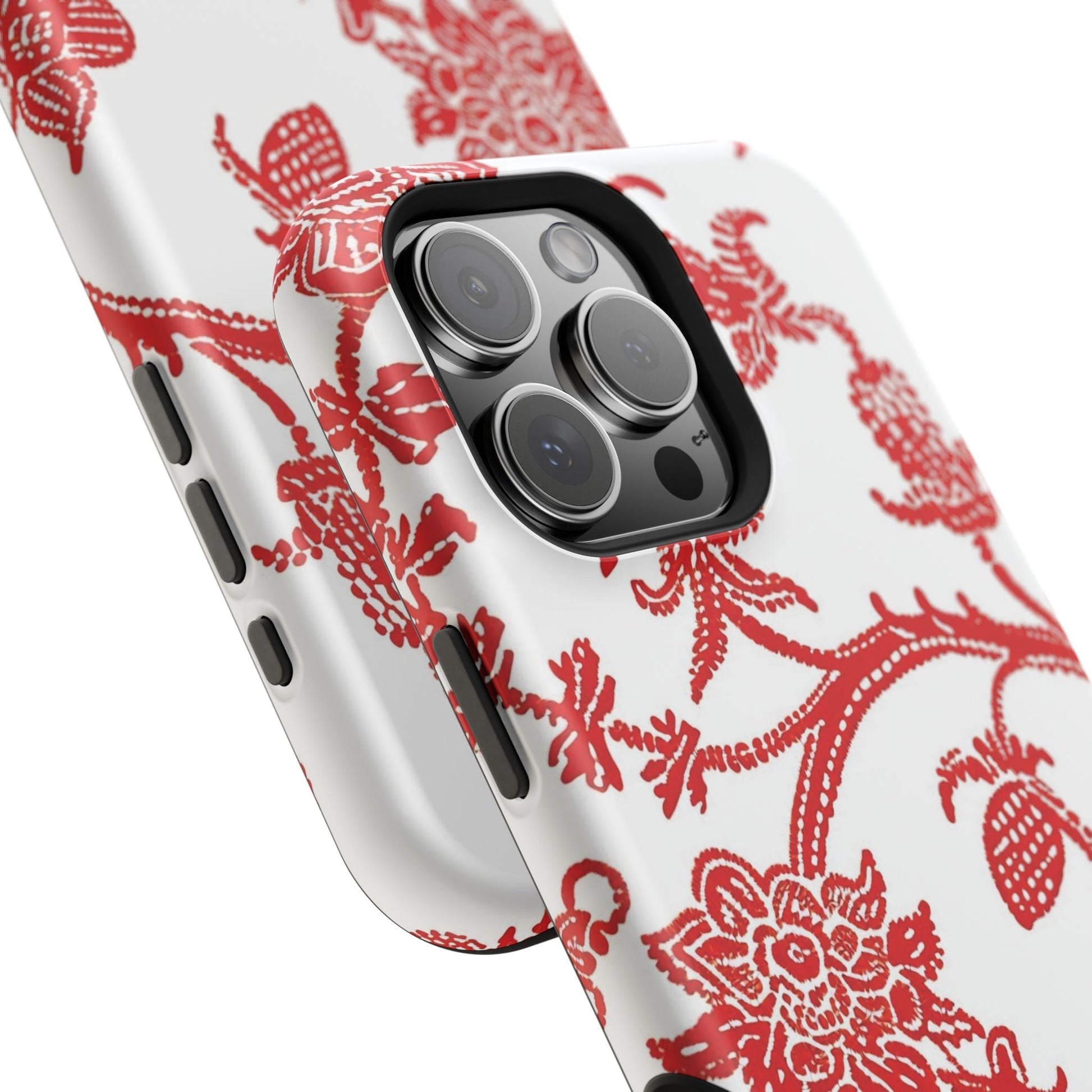 Floral Red Toile Magnetic Impact Phone Case - DIGITAL X