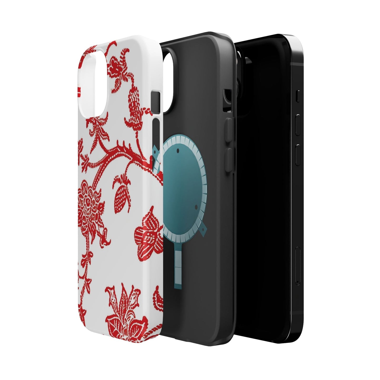 Floral Red Toile Magnetic Impact Phone Case - DIGITAL X