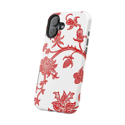 Floral Red Toile Magnetic Impact Phone Case - DIGITAL X