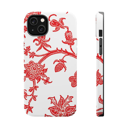 Floral Red Toile Magnetic Impact Phone Case - DIGITAL X