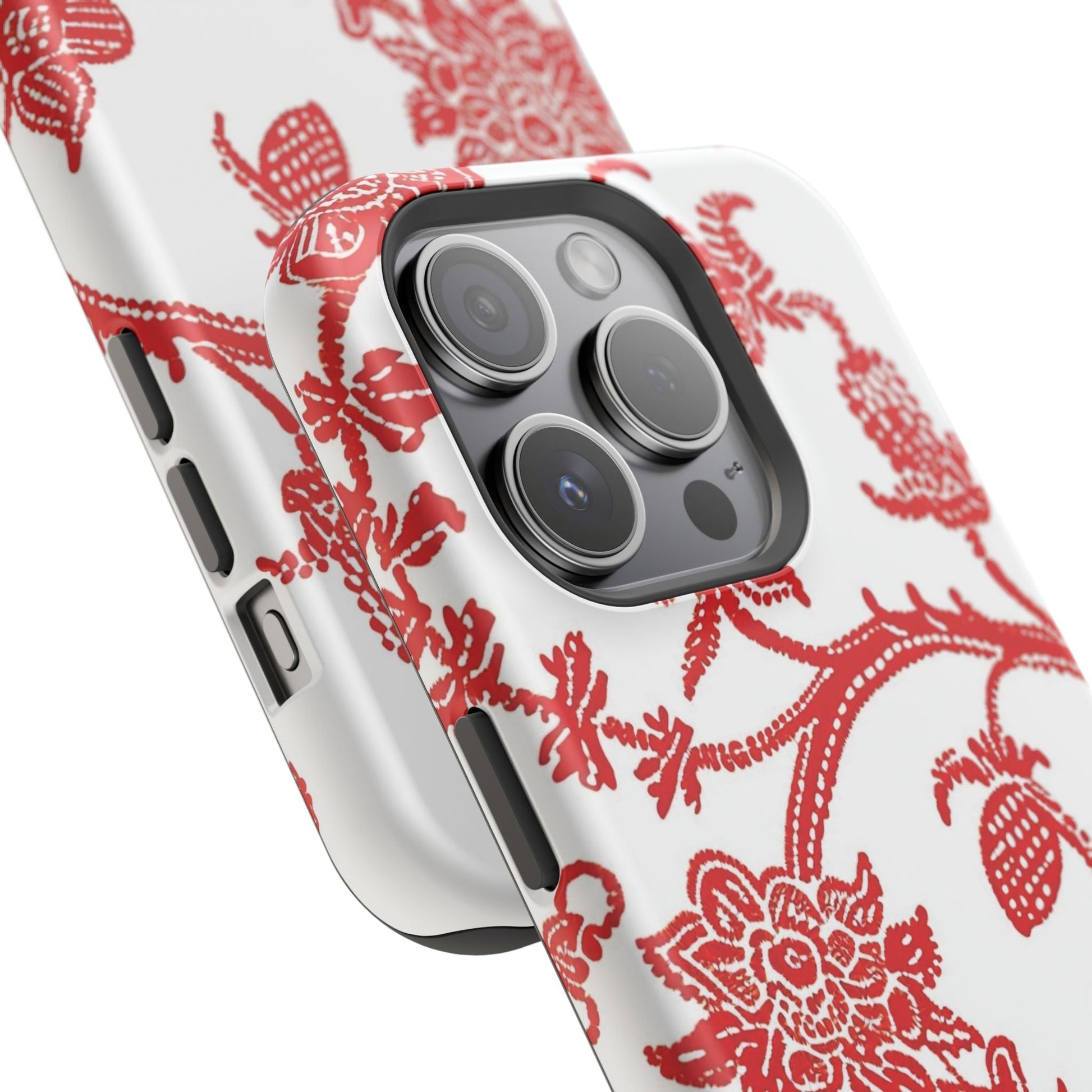 Floral Red Toile Magnetic Impact Phone Case - DIGITAL X