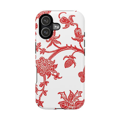 Floral Red Toile Magnetic Impact Phone Case - DIGITAL X