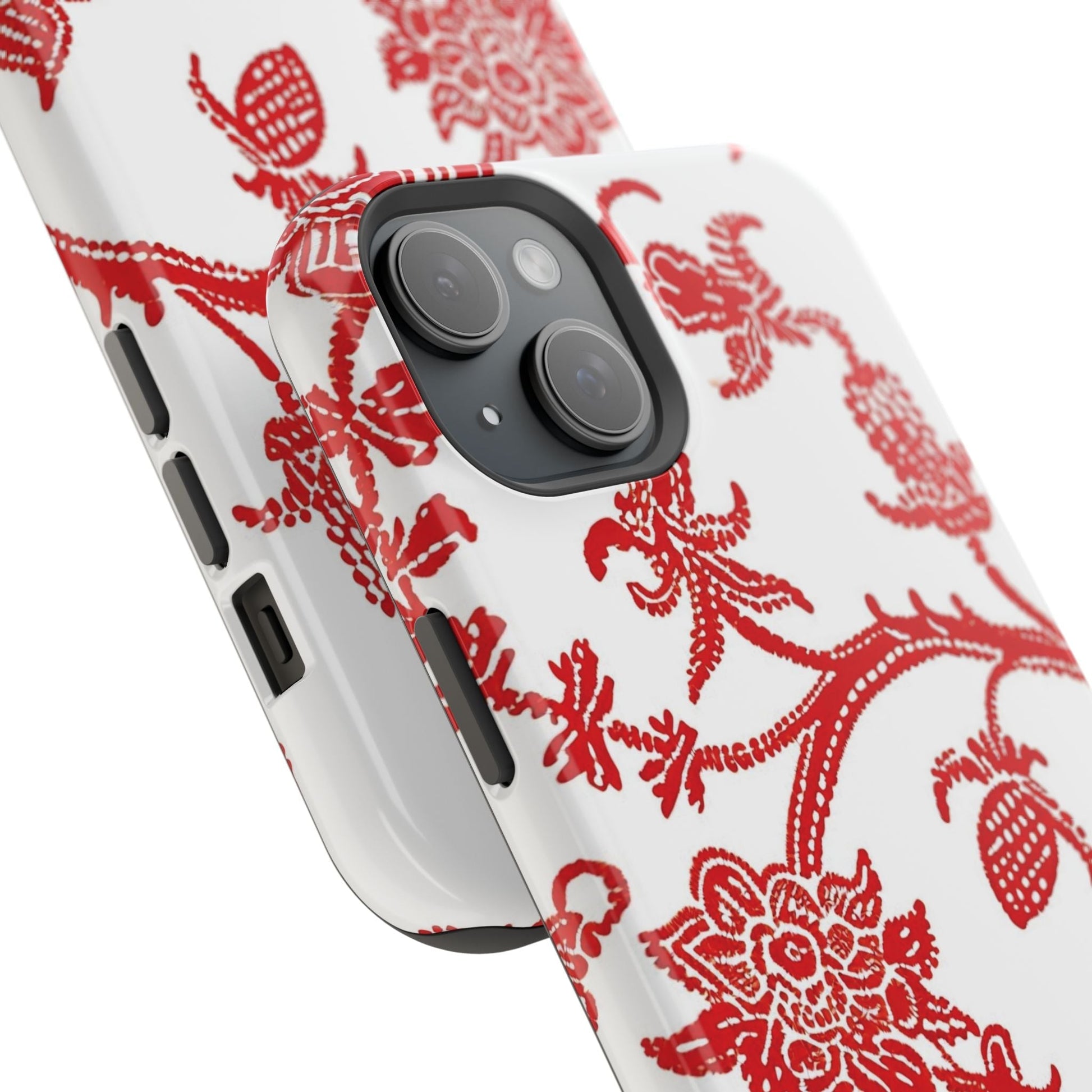Floral Red Toile Magnetic Impact Phone Case - DIGITAL X