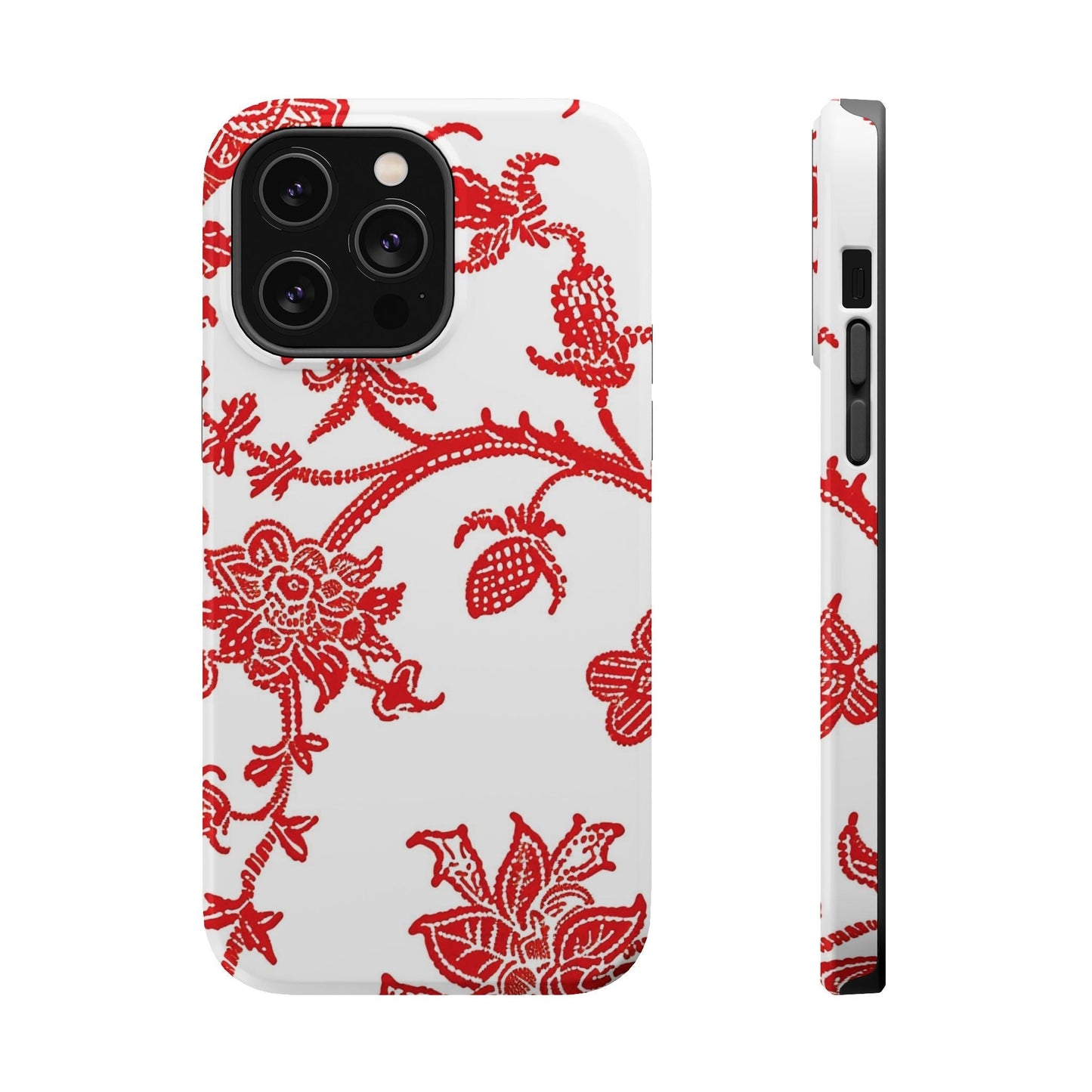 Floral Red Toile Magnetic Impact Phone Case - DIGITAL X