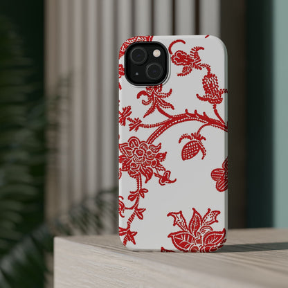 Floral Red Toile Magnetic Impact Phone Case - DIGITAL X