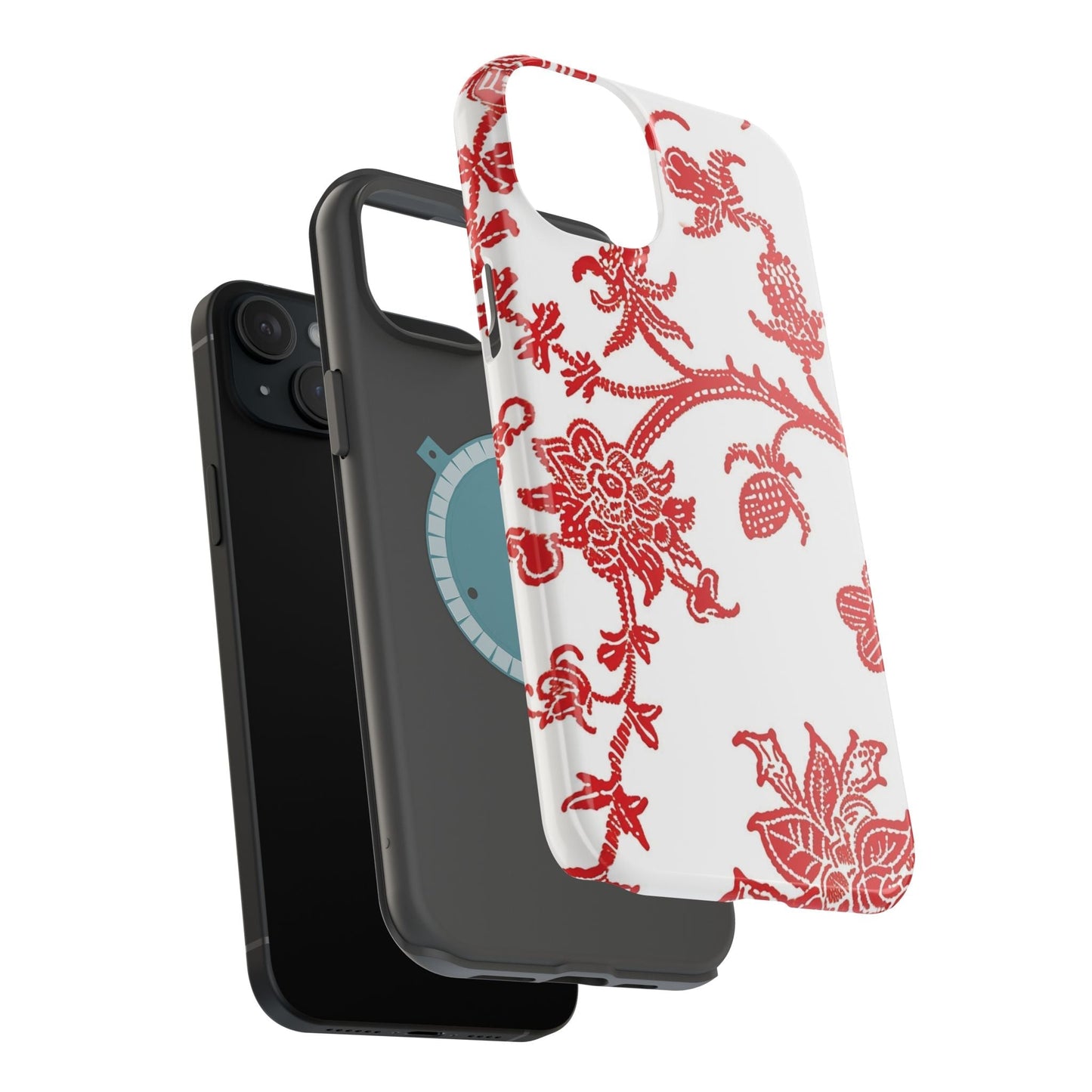 Floral Red Toile Magnetic Impact Phone Case - DIGITAL X