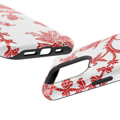 Floral Red Toile Magnetic Impact Phone Case - DIGITAL X