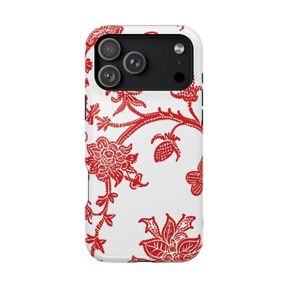 Floral Red Toile Magnetic Impact Phone Case - DIGITAL X