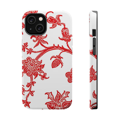 Floral Red Toile Magnetic Impact Phone Case - DIGITAL X