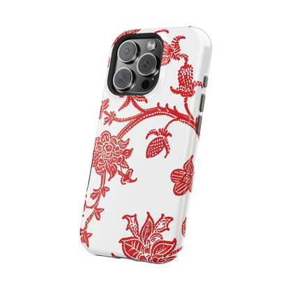 Floral Red Toile Magnetic Impact Phone Case - DIGITAL X