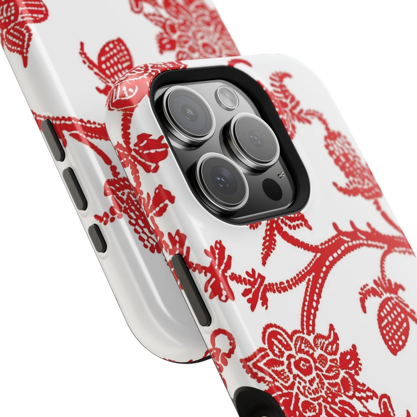 Floral Red Toile Magnetic Impact Phone Case - DIGITAL X
