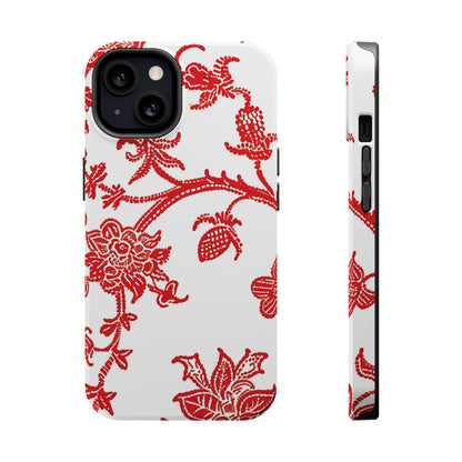 Floral Red Toile Magnetic Impact Phone Case - DIGITAL X