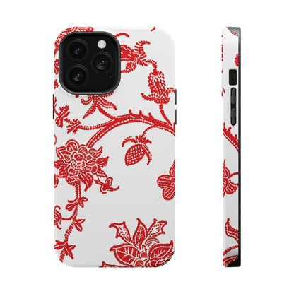 Floral Red Toile Magnetic Impact Phone Case - DIGITAL X