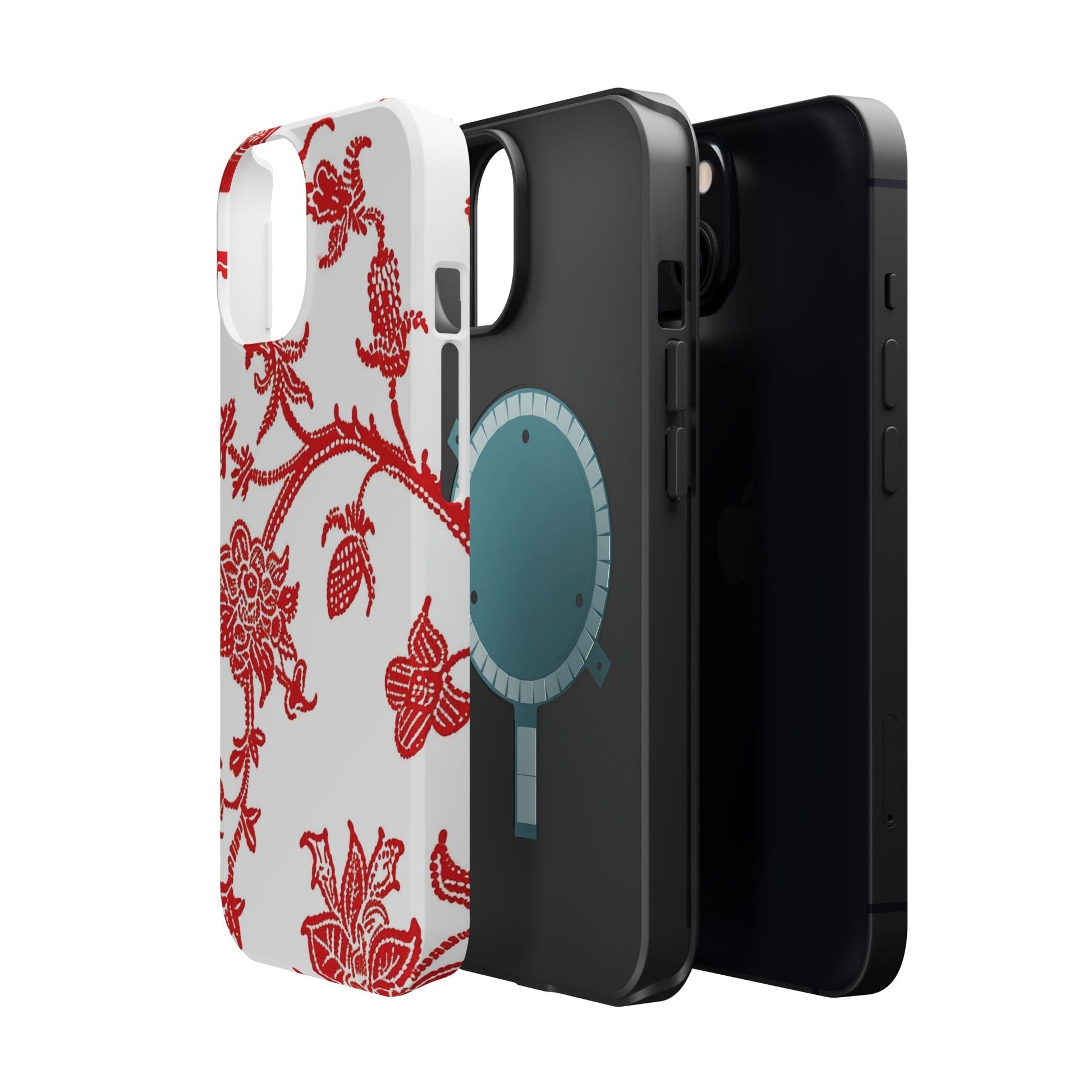 Floral Red Toile Magnetic Impact Phone Case - DIGITAL X