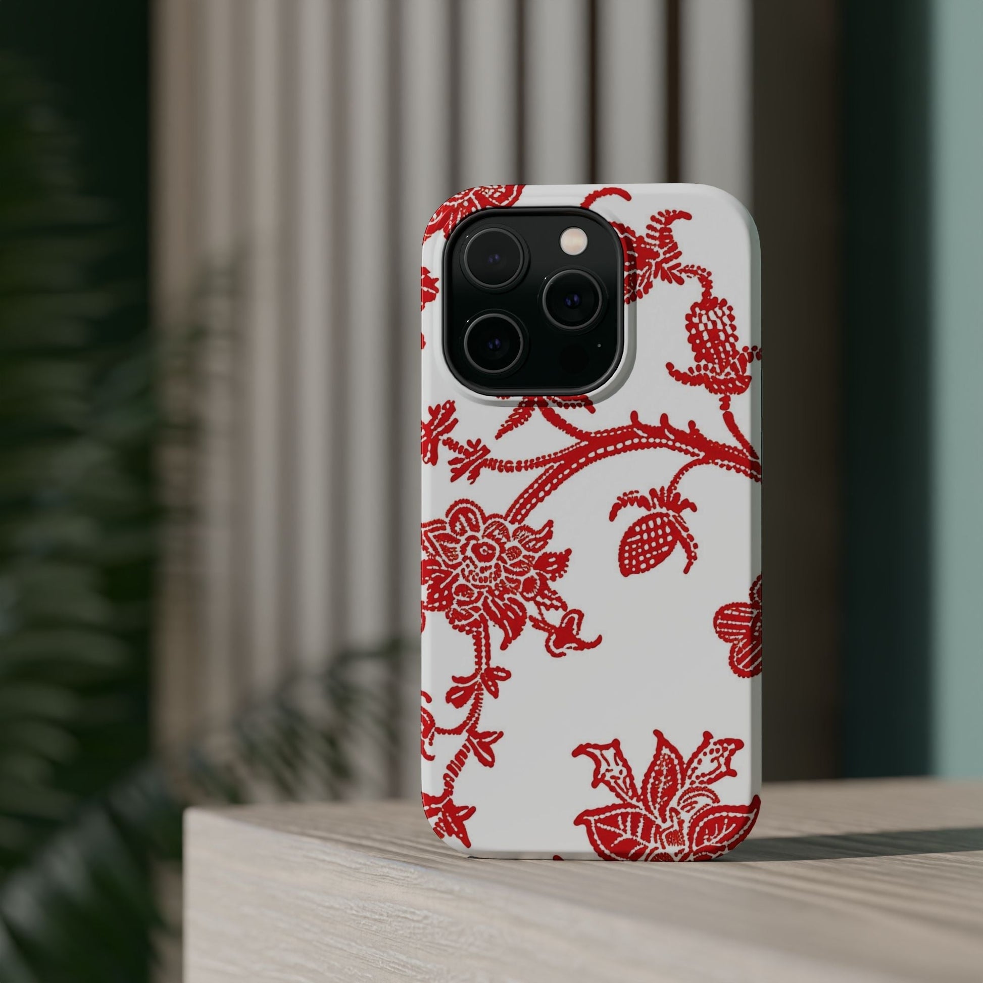 Floral Red Toile Magnetic Impact Phone Case - DIGITAL X