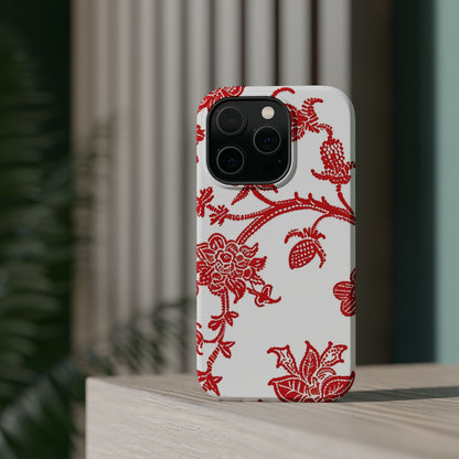Floral Red Toile Magnetic Impact Phone Case - DIGITAL X