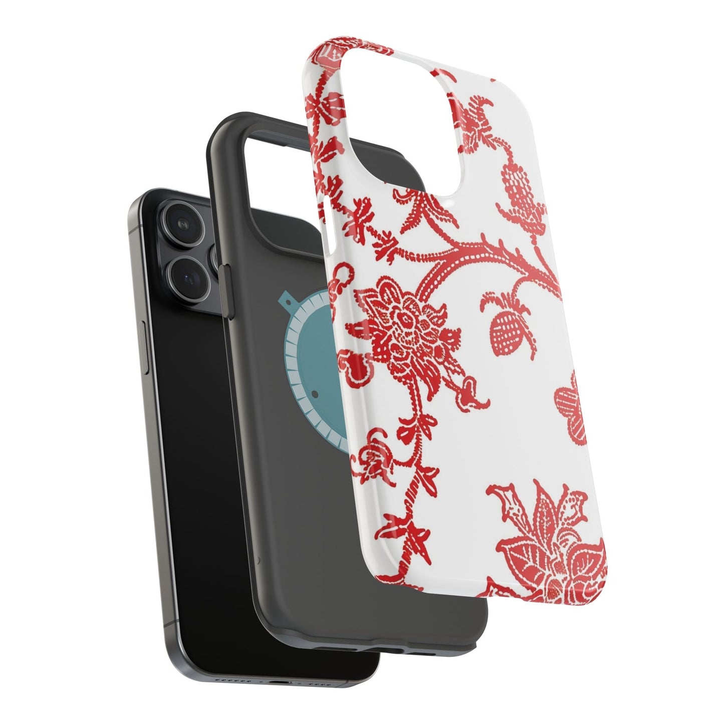Floral Red Toile Magnetic Impact Phone Case - DIGITAL X