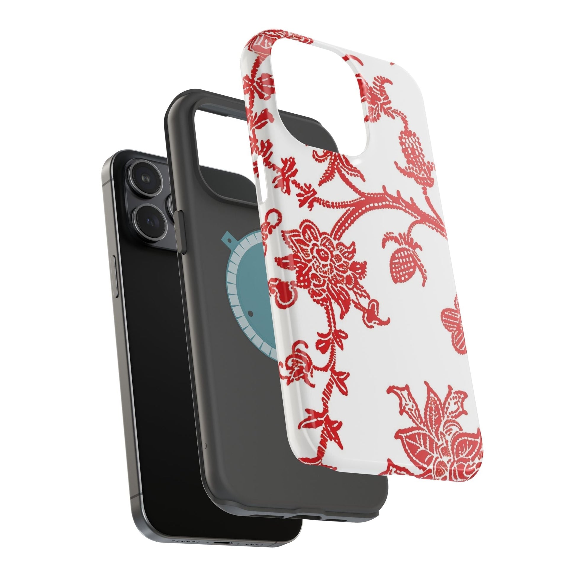 Floral Red Toile Magnetic Impact Phone Case - DIGITAL X